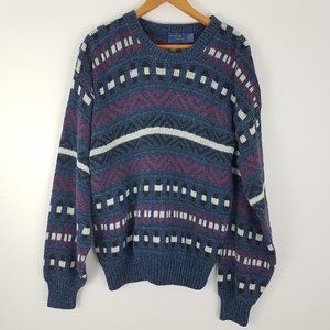 Vintage | 90s Grandpa Sweater Geometric Print
